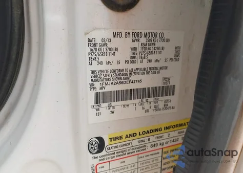 2013 Ford Expedition El Limited z USA, uszkodzony, nr VIN 1FMJK2A56DEF42745